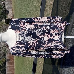 Juicy Couture Asymmetrical Women's Floral Long Sleeve Blouse Size XS V-Neck